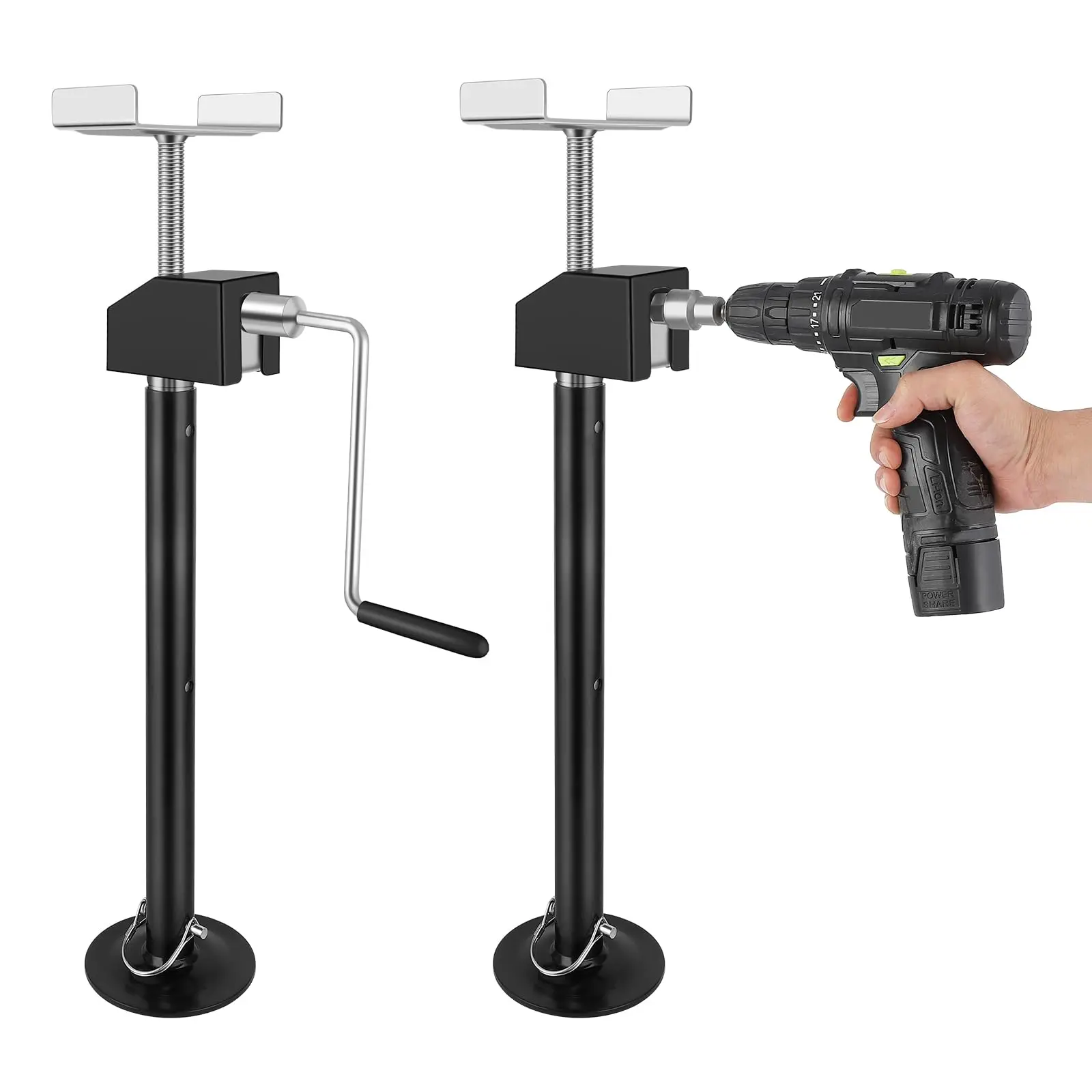 GARVEE 2-Pack RV Slide Out Support Jacks, Adjustable Height 21.06"-34.25", 5,000 lbs Capacity Heavy-Duty Steel RV Stabilization Jacks for Campers, Black