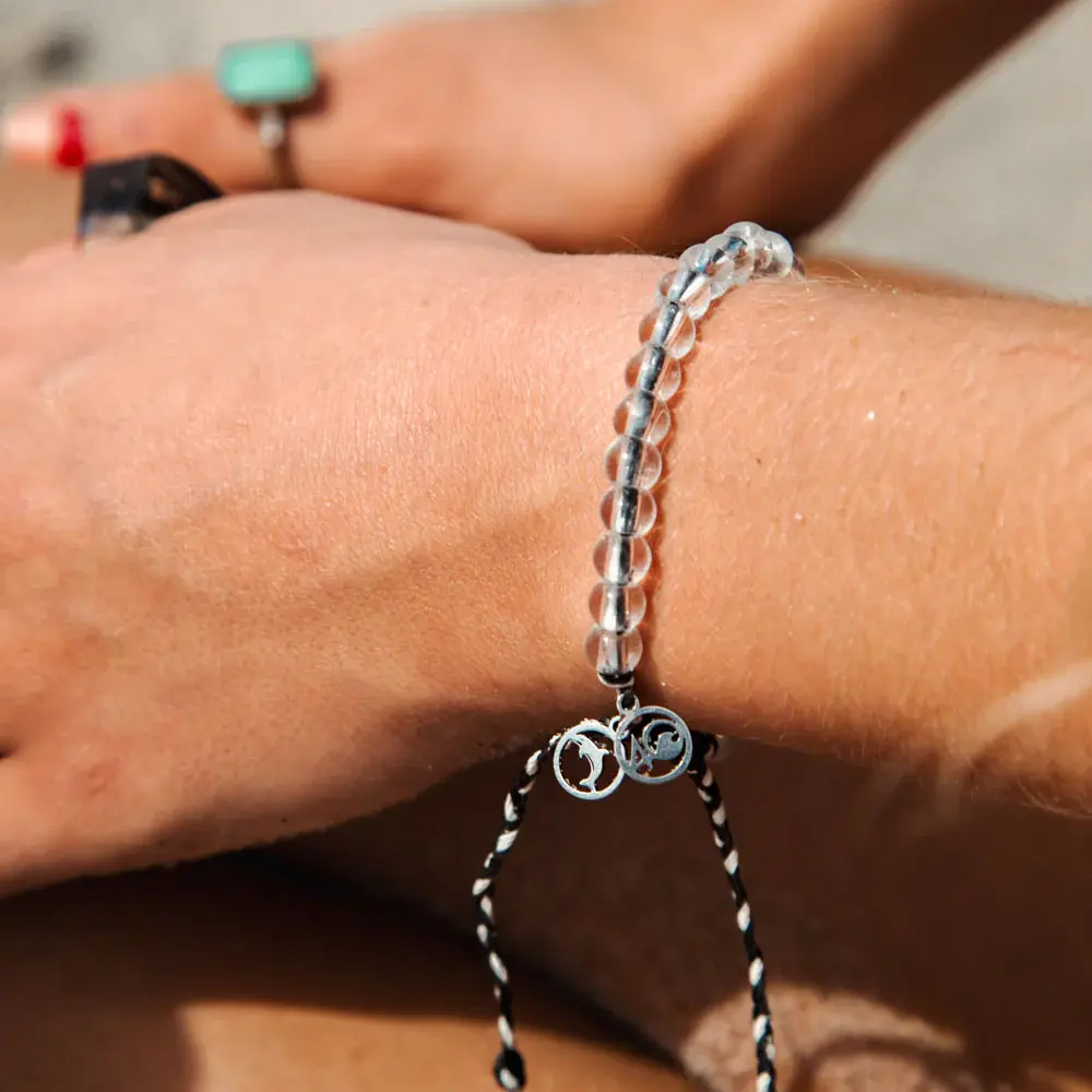 4Ocean Unisex Orca Beaded Bracelet - Black & White - March 2024 Limited Edition
