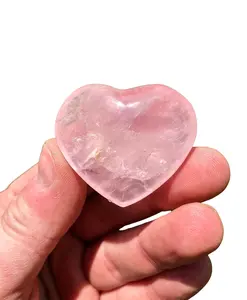 Rose Quartz Heart - Polished Crystal Heart - Hand Carved Rose Quartz Heart Stone - Heart Chakra Crystals
