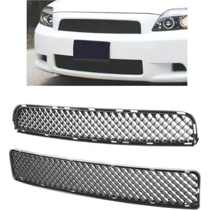 KQQIO Front Upper & Lower Grill Compatible with 2005-2010 Scion tC ABS Plastic Bumper Hood Mesh Grille Black Replacement for SC1200104 SC1036105