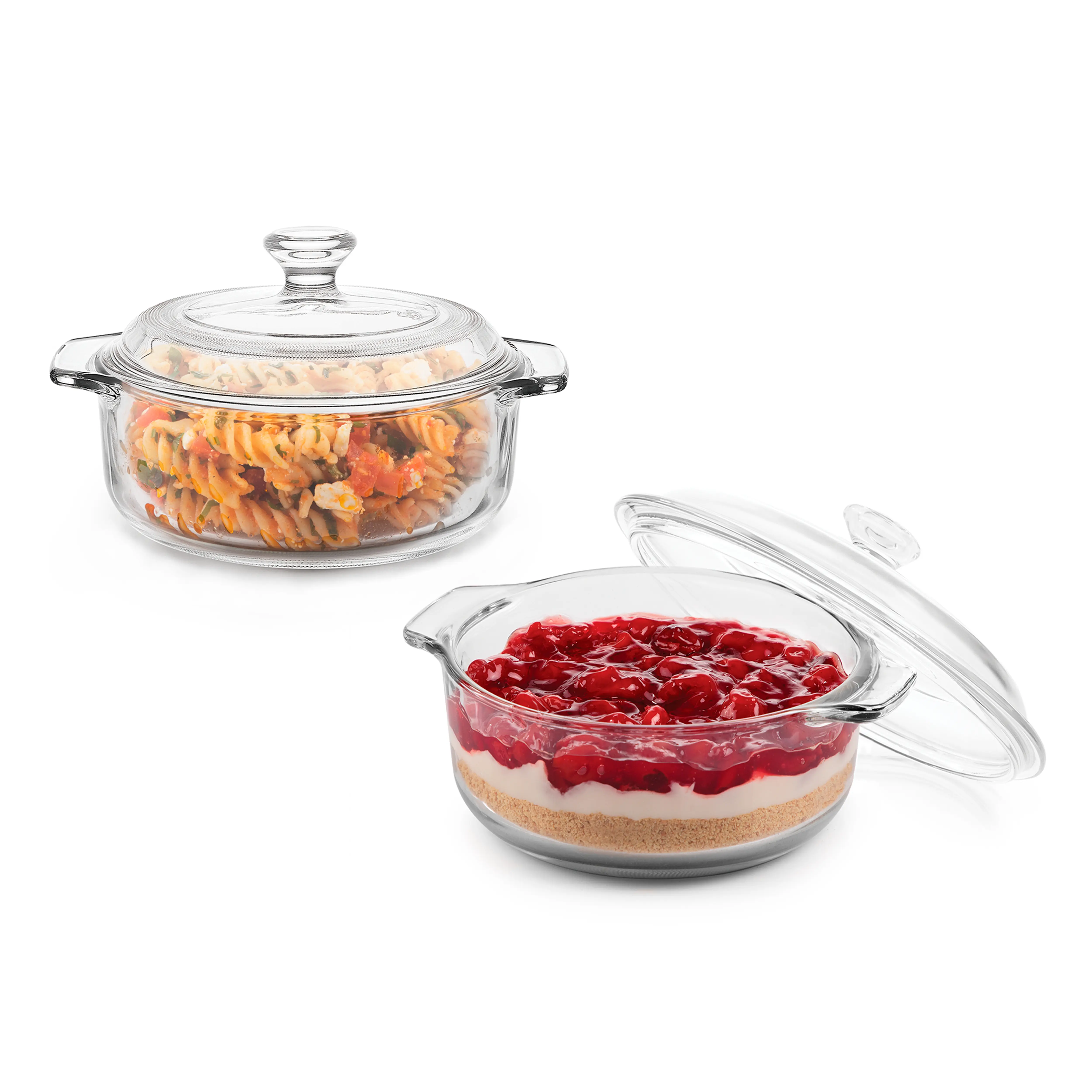 Libbey Baker's Basics 2 Piece Glass Dishes with Lids - Elegant Casserole Dishes for Oven with Lids - Versatile Baking Dish to Store Leftovers & More