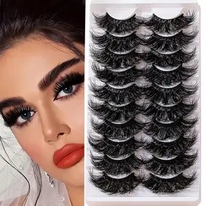 22mm Fluffy False Eyelashes, 10 Pairs Natural Appearance 8D Dramatic Eyelash Extension, Durable Eye Makeup Product for Women & Girls, High Quality Eyelashes