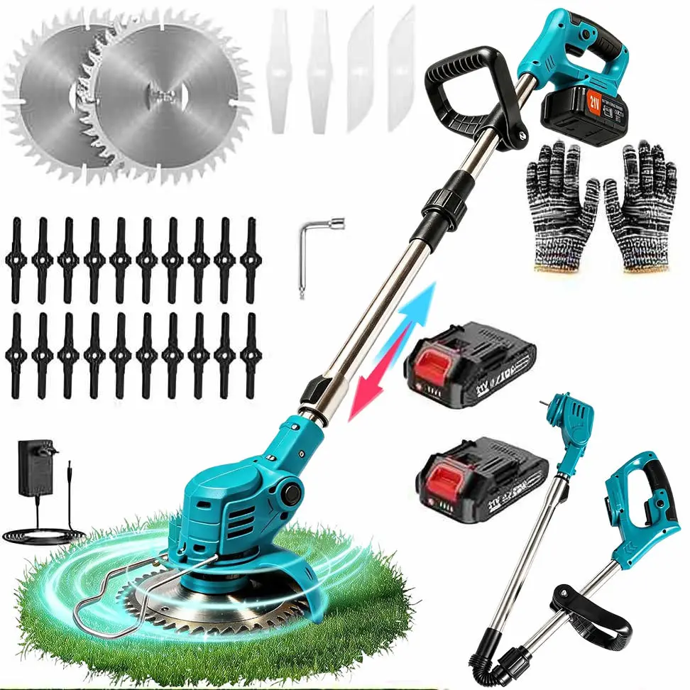 3-in-1 Cordless Weed Whacker with Adjustable Handle - Lightweight Electric Grass Trimmer, Multi-Blade System, Quiet Operation for Garden Lawn Maintenance