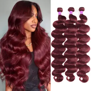 99j Burgundy Body Wave Bundles Red Colored Huamn Hair Weave Bundles Quick Weave Extensions 1 3 4 PCS TikTokShopBlackFriday