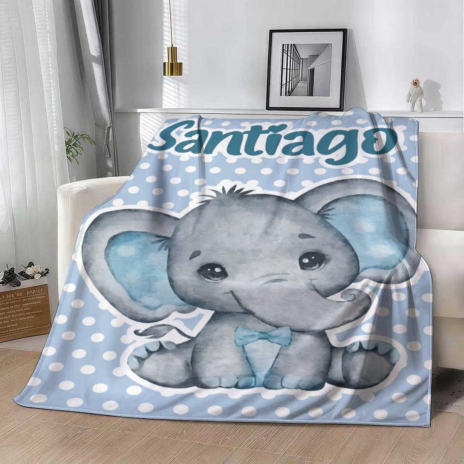Custom Name Cute Elephant Element Blanket ,Personalized Name Gift ,Suit for The Sofa, Bed, Travel, Camping, Living Room, Office, Chair，Gifts for Family or Child  ,Friend , Send your custom text via shop chat to personalize