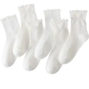 6 Pairs of Ruffle Socks Women, Cute Ruffle Ankle Socks