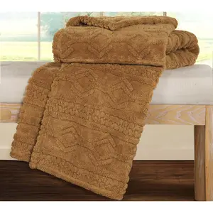 Superior Boho Knit Jacquard Fleece Fluffy Blanket - Throw