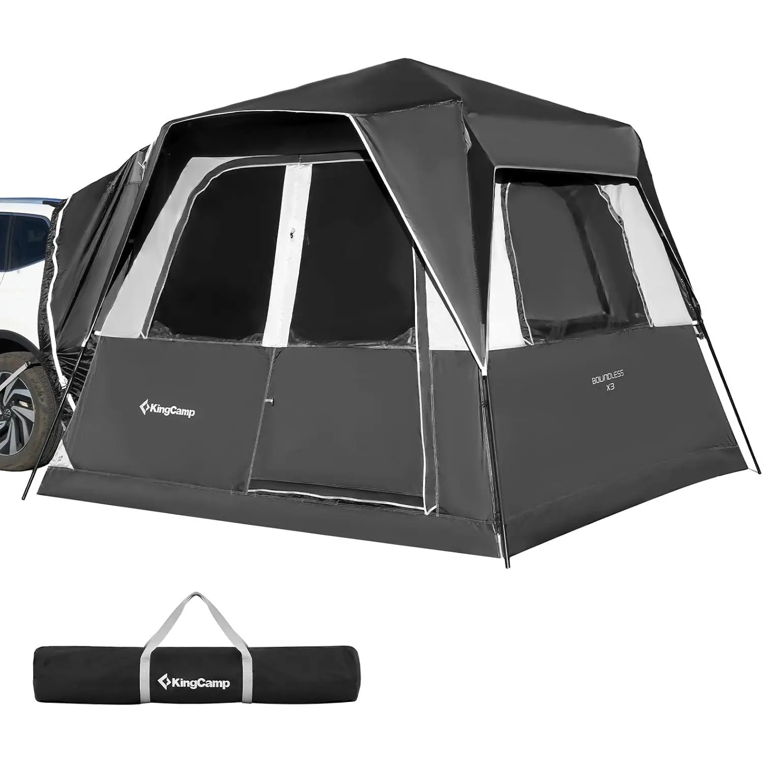 KingCamp SUV Tent - Instant 6-8 Person Waterproof Multi-Day Awning Canopy Tunnel Tent, Cafecito Concha Flannel Blanket, Multi-Day Tunnel Tents, Awning Tunnel Tents