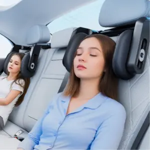 Adjustable 3-Way Children Travel Car Seat Headrest Pillow, Incline Support Pad and Back Hook, Neck Protection for Kids Teens Adults