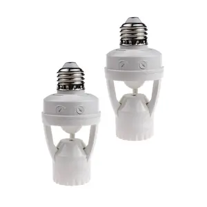 2 count Motion Activated Light Sockets, E26/E27 Screw in Add on/Off Motion Sensor Sockets for Existing Lights, Dusk and Dawn Auto Motion Sensor Light Sockets Indoor for Porch Garage Basement