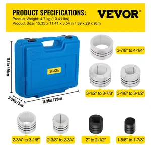 VEVOR Hydraulic Exhaust Pipe Expander, 1-5/8 to 4-1/4 size, 10 T Manual Hydraulic Pipe Stretcher with 4 Dies and 2 Storing Case for Copper, Aluminum Tubes in Car Repairing