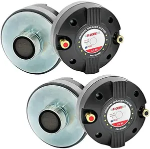 5 CORE Horn Speaker Tweeter Compression Driver 1.35 Inch Titanium Voice Coil 200W Max 8 Ohm 100 Watts RMS Loud 105dB 13 Oz 90mm Magnet- Screw-on Throat 18TPI CD 90 2Pcs