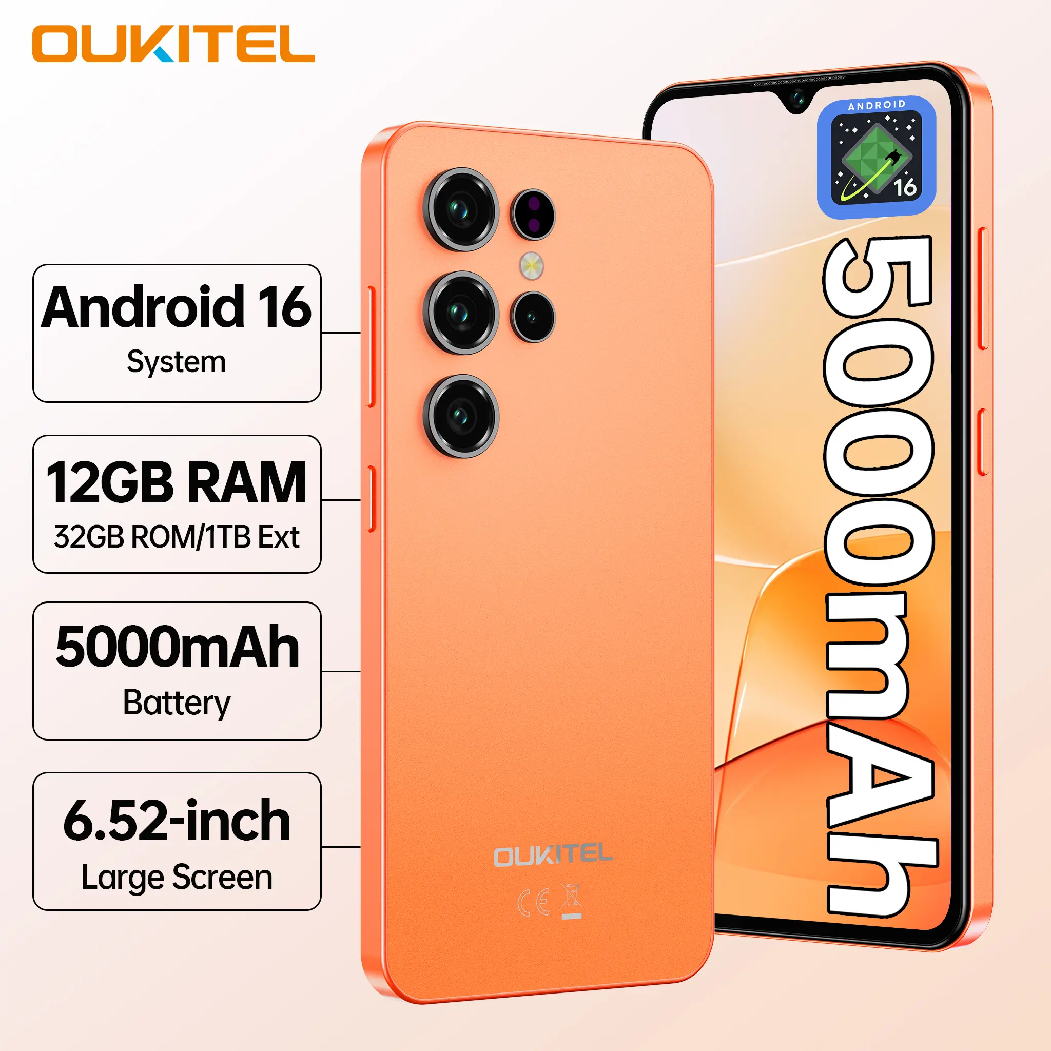 OUKITEL C2 4G Cellphone - 2026 Mobile Phone, 6.52" Display, Up to 12GB RAM + 32GB ROM, 13MP+5MP Camera, 5000mAh Battery, Android 16, Gemini AI, USB Interface, Dual SIM Sim Card Mobile Phones,techvibes