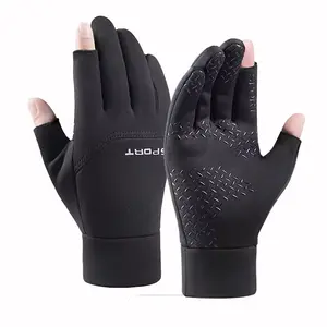 Winter Fishing Men's Gloves Women Cycling Warm Anti-Slip Gloves for Fishing Sports Touch Screen Two Fingers Cut Outdoor Angling