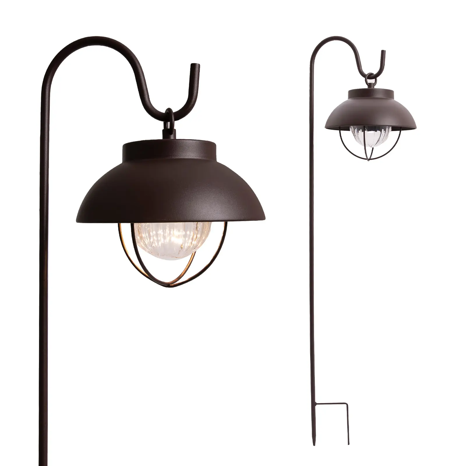 Home Zone Security ELJ9157V 2 Pack Farmhouse Solar Hanging Lantern, 3000K Warm White, Rotating Effect, Bronze Finish