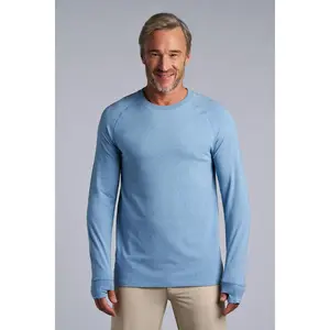 Men's LumaLeo Long Sleeve T-Shirt with Thumbholes | Light Blue Heather