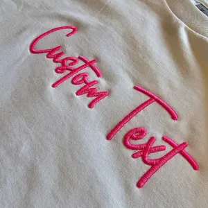 Custom 3D Embroidery Text Comfort Color 100% Cotton  t-shirt Casual Fit Womenswear Comfortable Crewneck