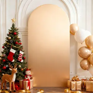 Elastic U-Shaped Backdrop Curtain for Party Decoration, Wedding Arched Backdrop, Round Arch Cover Half Circle Outdoor Background Wall, No Arch Included