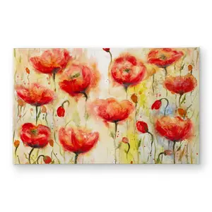 Begin Home Decor CODM2134Z3G8IX 21 x 34 in. Red Flowers Garden Romantic Indoor & Outdoor Door Mat - Decor