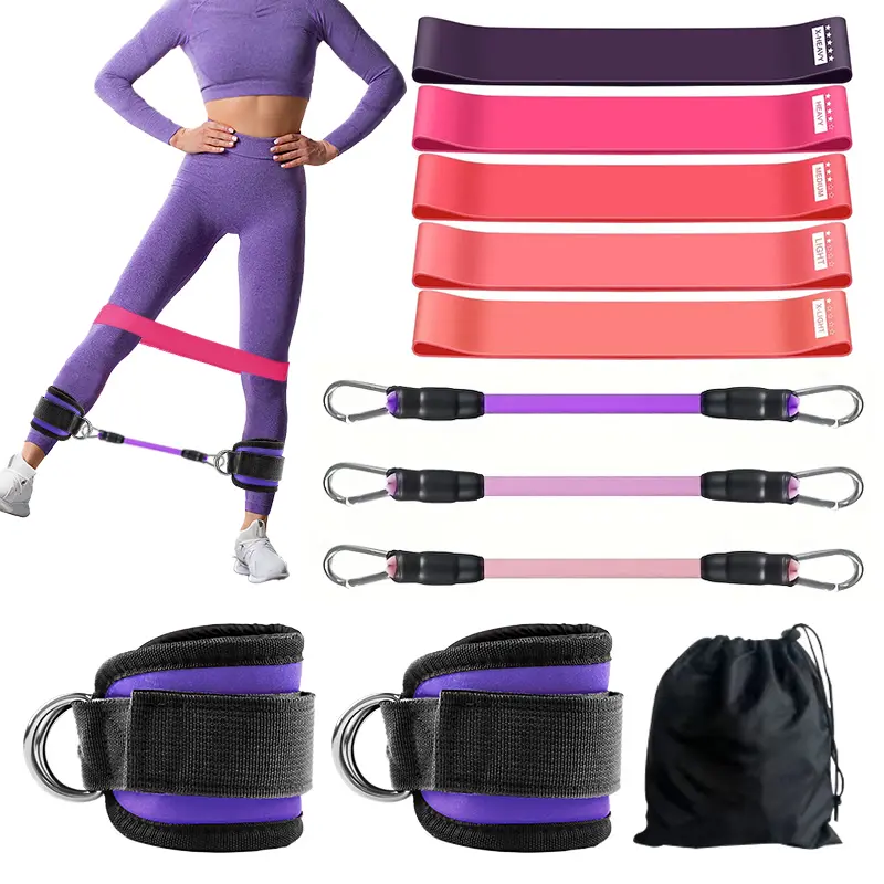 Resistance Bands Set – Elastic Resistance Band and Ankle Resistance Band with Adjustable Cuffs, Fitness Equipment with Carry Bag, Resistance Training Bands for Arm Leg Butt Training Home Gym Workout, Home Workout Gear, Yoga, Work Out Bands For Exercise