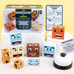 Face Blocks Matching Board Game Wooden Face Changing Magic Cube Game Family Board Games Puzzle Game Pattern Activity Assembly Brain Teaser for Kids Boys Girls 3 4 5 6 7 8 9 10