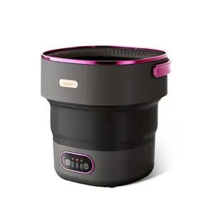 Portable Washing Machine, 13L Foldable Mini Washer with with 4 Modes and Spin Basket Deep Cleaning of Underwear Baby Clothes and Small Clothes for Apartments Dorm RV Travel Hotel Laundry,Black Purple