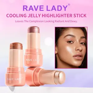 Rave Lady Jelly Blush Stick, Moisturizing Glossy Glow Finish, Non-Greasy, Brightening Contour Long-Lasting Highlighter Pen