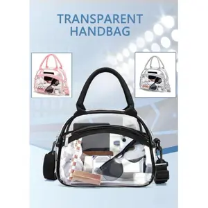 Transparent handbag with adjustable shoulder straps, suitable for use in work, school, travel, concerts, gyms, unisex, made of thick and transparent PVC material, durable and reliable handbag.Perfect for packing your daily items| Daily Essential