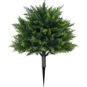 1pcs Artificial Cedar Topiary Ball Tree with Ground Spike,  Fake Cedar Plant UV Resistant Artificial Shrubs, Faux Cypress Plant Fake Bushes for Front Porch Garden Indoor Outdoor, Artificial Cedar Trees