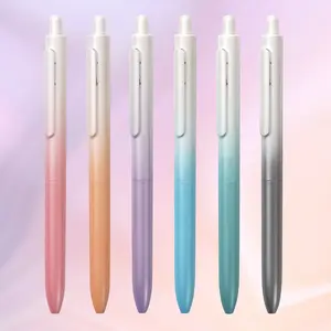 WRITECH Gel Pens Assorted Colors: 0.5mm Fine Point Retractable Clicker Pens Multi Colored Ink 6ct Smooth Writing No Bleed with Aesthetic Gradient Color Pen Barrel for Journaling Coloring Drawing Gel Pen Set