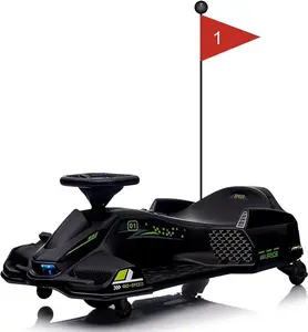 12V Ride On Go Kart,Kids Drifting Car with 45W Brushless Quiet Motor,5 Mph Electric Drifting Go-Kart,Battery-Powered Outdoor Ride-On Toy with 5 Wheels,Led Lights and Music for Teens(Black)