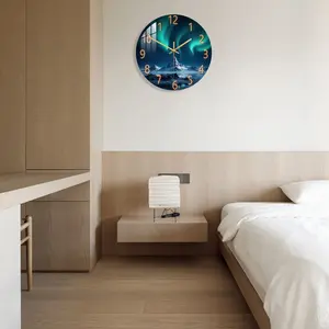 Snow Mountain Aurora Acrylic Wall Clock, Silent Quartz Movement, Design Printing Craft, Kitchen Decor, Office Gift, Birthday Present