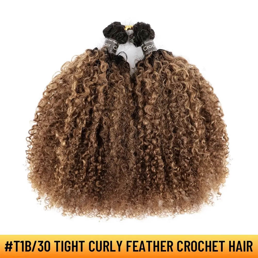 YGwigs #T1B/4, #T1B/30 Ombre Color Tight Curly Feather Crochet Human Hair Mircale Knots 60g/Bundle