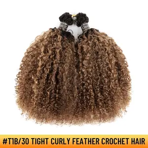 YGwigs #T1B/4, #T1B/30 Ombre Color Tight Curly Feather Crochet Human Hair 60g/Bundle