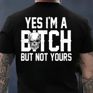 Women's Short-Sleeve Seamless Graphic T-Shirt, Smooth Fabric, "Yes I’m a B*tch But Not Yours" Funny Design,summervibes