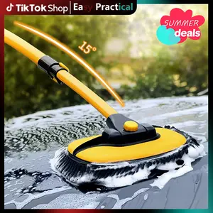43'' Long handle car wash mop，15° Ergonomic design，Microfiber material，Avoid scratching，Retractable aluminum pole(Durable)，suitable for Cars, Truck, SUV and Home cleaning - Car Wash Accessories! Caressentials! Labor Day Gift!