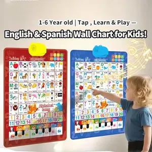 Bilingual Talking Wall Chart for Kids,English and Spanish Wall Chart for Kids,Talking English Learning Board for Children 3+