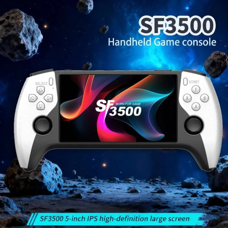 2026 New Sf3500 Upgrade Handheld Game Console, Portable Game Console, 5 Inch IPS Full-HD Screen, Multiple Emulator Modes, 3000mah Long-Lasting Battery