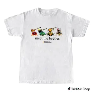 National Geographic "Meet the Beetles" Vintage Graphic Tee, Reprint Nature Insect T-Shirt, Unisex Short Sleeve Cotton Shirt, Casual Streetwear Nature Lover Gift