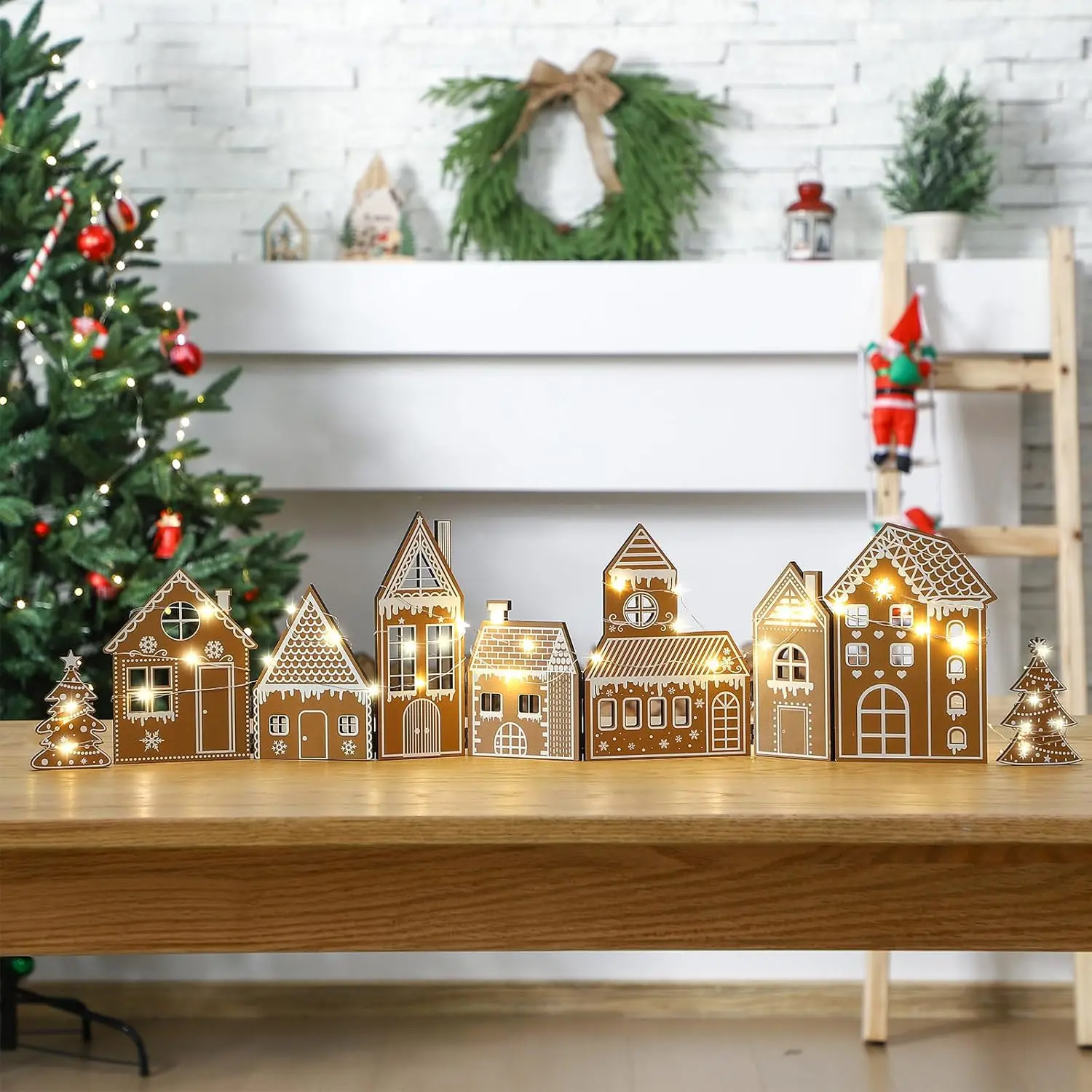 1 Set Christmas Gingerbread House Decorations Foldable Christmas Gingerbreads House Xmas Village Home Decor Gift for Party