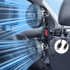 Car Fan USB Powered for Baby: Dual Car Cooling Fans for Backseat 3 Speed  360° Rotatable Rear Seat Air Circulation for Vehicle Van Truck SUV RV(USB Plug)