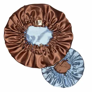 Baby Blue & Mocha Reversible Bonnet
