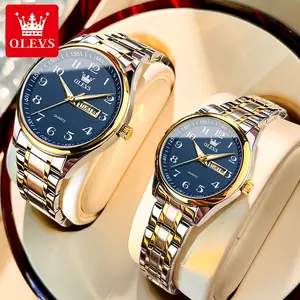OLEVS brand couple watch fashion simple double calendar couple watch luminous waterproof romantic watch 5567