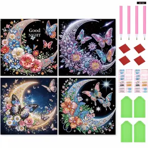 4pcs 5D Partial Special-Shaped Drill Diamond Art Painting, 30x30cm Butterfly Theme DIY Needlework Kit for Toys & Hobbies Projects