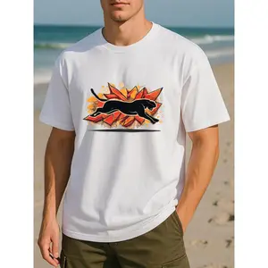 Dynamic Running Leopard Tee – Trendy Cheetah Print for Daily & Gym Wear