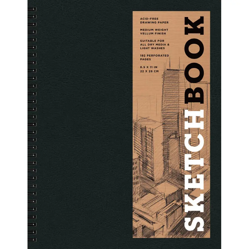 Sketchbook 8.5 x 11" Black Spiral Hardcover Mixed Media Sketchbook for Drawing