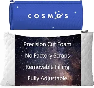 Bed Pillow,Cooling Luxury Hotel Quality,Adjustable Removable Precision-Cut Memory Foam Pillow |  Tummy Sleeper | Bamboo Cover |