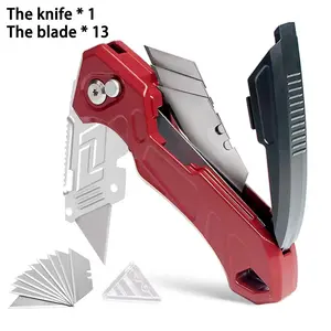 Knife Holder with Detachable & Replaceable Blades, Lightweight Aluminum Handle, Red Styles, Perfect for Daily Use
