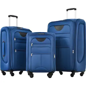 SoftSide expandable luggage 3-piece set, the luggage can rotate vertically, the soft shell is lightweight for travel, can be bent, and easily stuffed into the luggage rack for protection without being bulky