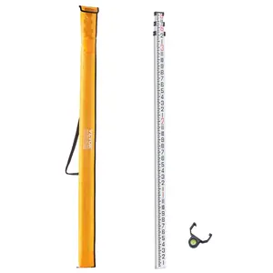 VEVOR Aluminum Grade Rod,  , 9-Feet/8ths 3 Sections Telescopic Measuring Rod, Double-Sided Scale 1/8in Leveling Rod Stick,Aluminum Alloy Survey Rod with Bubble Level &Carrying Bag for Houses,Walls,Floors